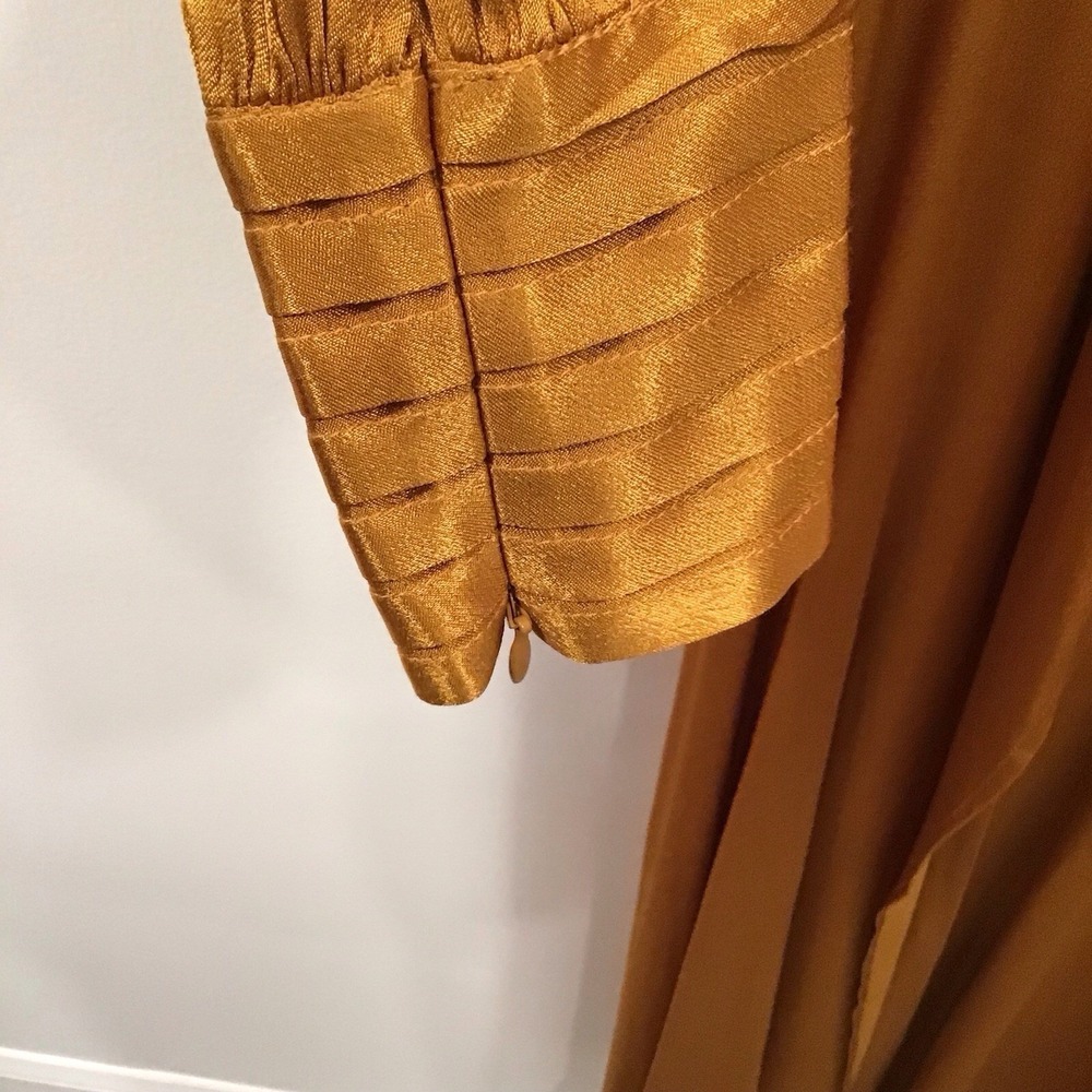 House of Harlow 1960 maxi Wrap dress Pumpkin Spice Orange Satin Medium W Flaw - Picture 13 of 16